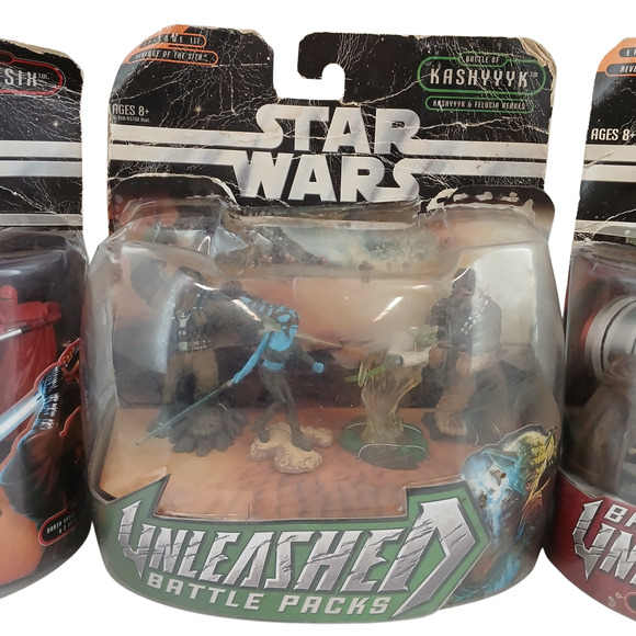Star Wars Unleashed Battle Packs Lot of 3 Sith Kashyyyk Jedi Order Damaged Box - Picture 2 of 16